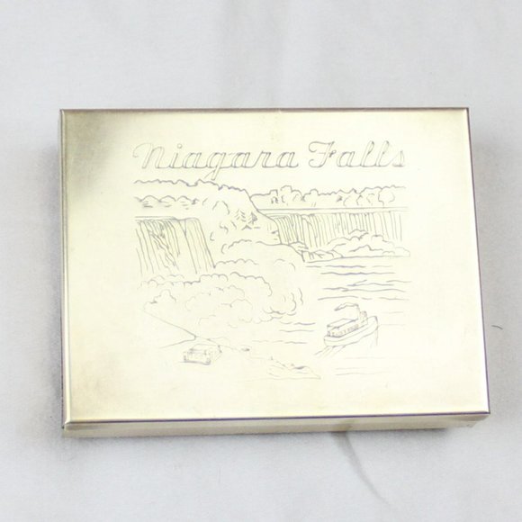 Vintage Brass Cigarette Case Engraved Niagara Falls Smoking Paraphernalia DC9 - Picture 1 of 9